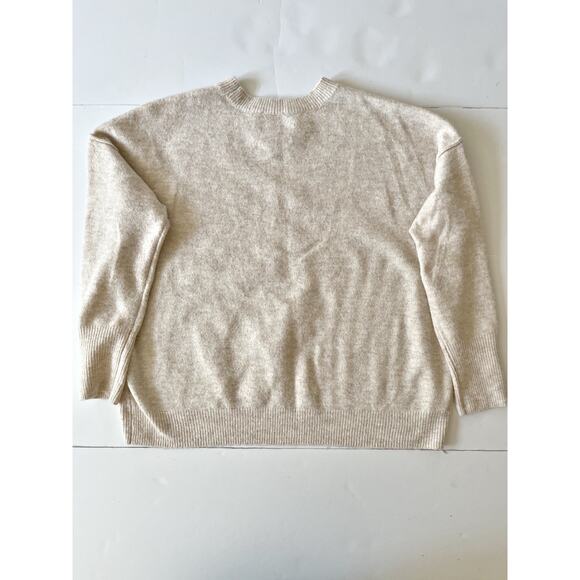 Vince Camuto Oversized Sweater Women M Cream Center Seam Drop Shoulder Cozy - Picture 9 of 9